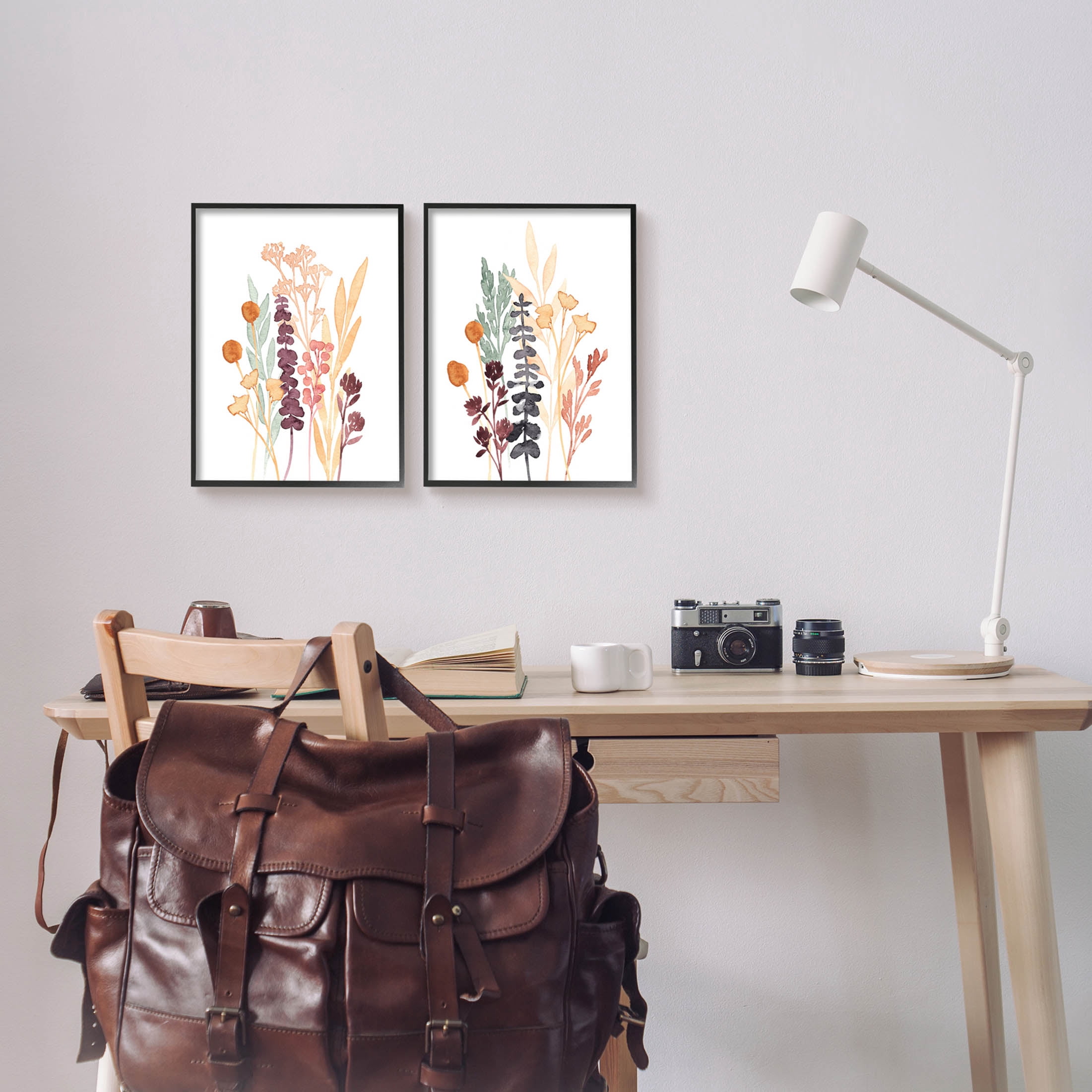 Stupell Industries Woodland Botanical Herb Sprigs Graphic Art Black Framed Art Print Wall Art, Set of 2, Design by Annie Warren