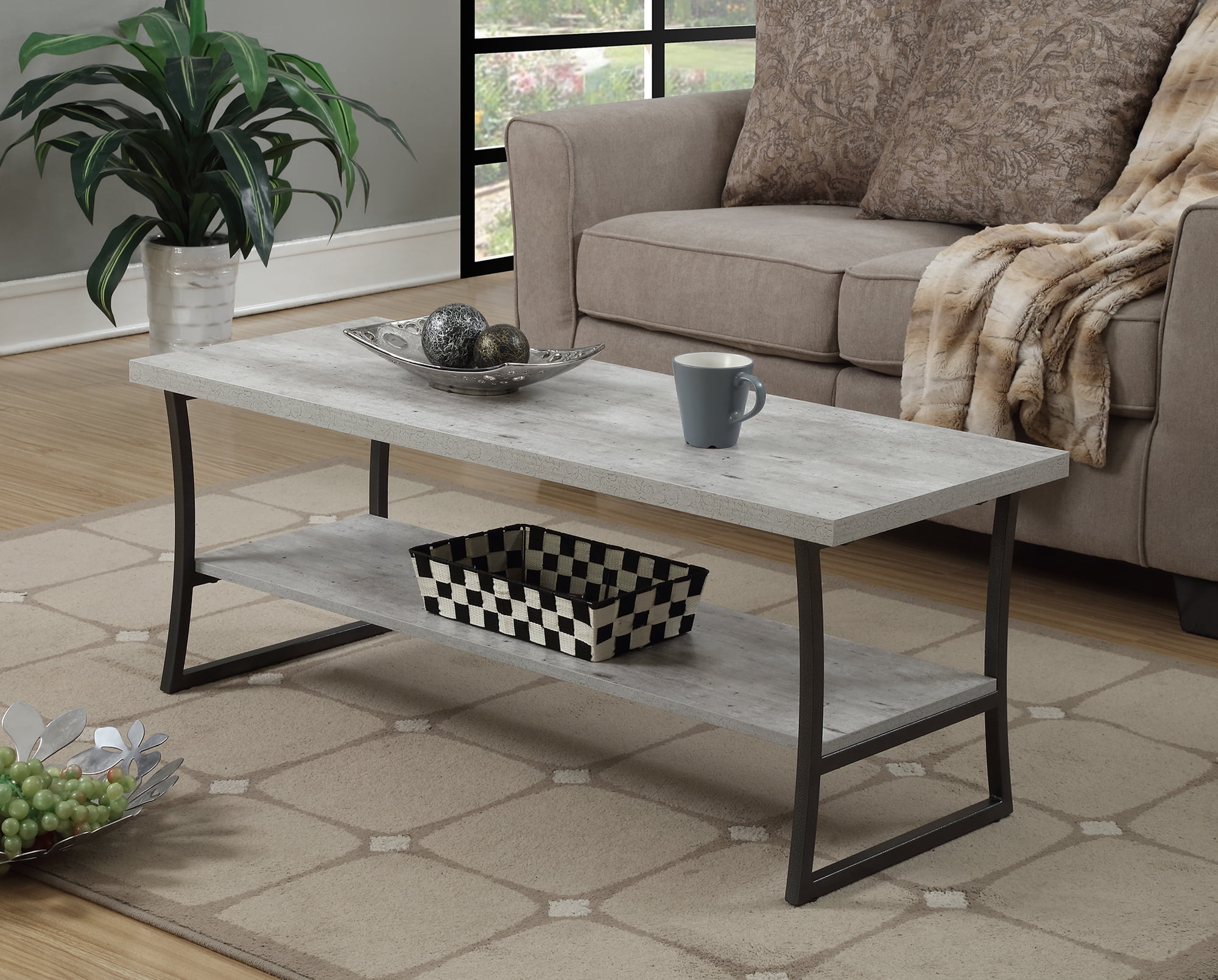 Convenience Concepts Brookline Coffee Table Charcoal Slate Gray Frame
