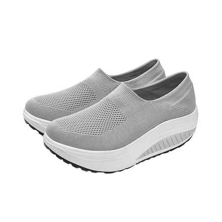 

asdoklhq Sneakers for Women Summer Plus Size Fashion Casual Mesh Breathable Women s Sports Shoes Gray 42