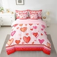 thumbnail image 2 of Feelyou Red Love Heart Bedding Comforter Set 7pcs, Cartoon Watercolor Art Queen Bedding Sets, Romantic Valentines Day Reversible Queen Sheet Sets, Luxury Bedroom Decor, 2 of 7
