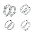thumbnail image 5 of Women Adjustable Open Ring Heart Bow Wave Design Copper Electroplated Micro Zircon Inlaid Anniversary Couple Ring, 5 of 6
