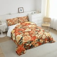 thumbnail image 3 of Bohemian Flowers Comforter Set Full,Vintage Groovy Floral Bedding Set,Retro Boho Daisy Blossoms Down Comforter,Garden Natural Flower Petal Duvet Insert with 2 Pillow Cases,Orange, 3 of 6