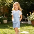 thumbnail image 6 of Bainana Kids Girls Sleeveless Plaid Printed Overalls Dress With Pocket Comfortable Casual Child Suspender Dress For Outdoor Play Size 8-9 Years Sky Blue, 6 of 7