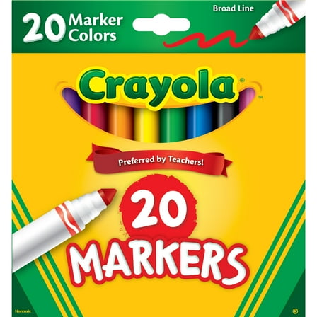 Crayola Broad Line Markers, 20 Ct Classic Colors, School Supplies for Teachers and Kids, Classroom Supplies