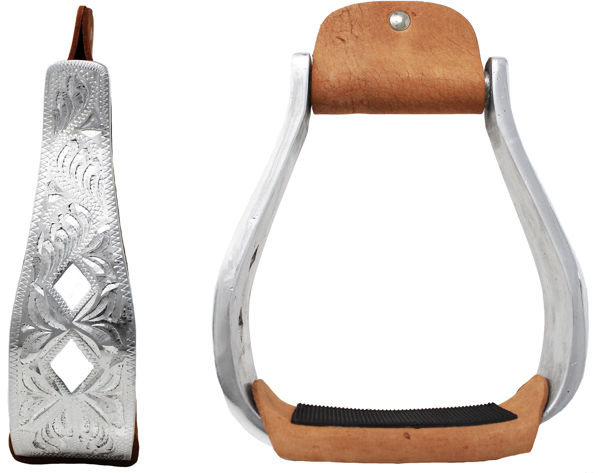 Horse Saddle Stirrups Western Saddle Aluminium Engraved Diamond 51190
