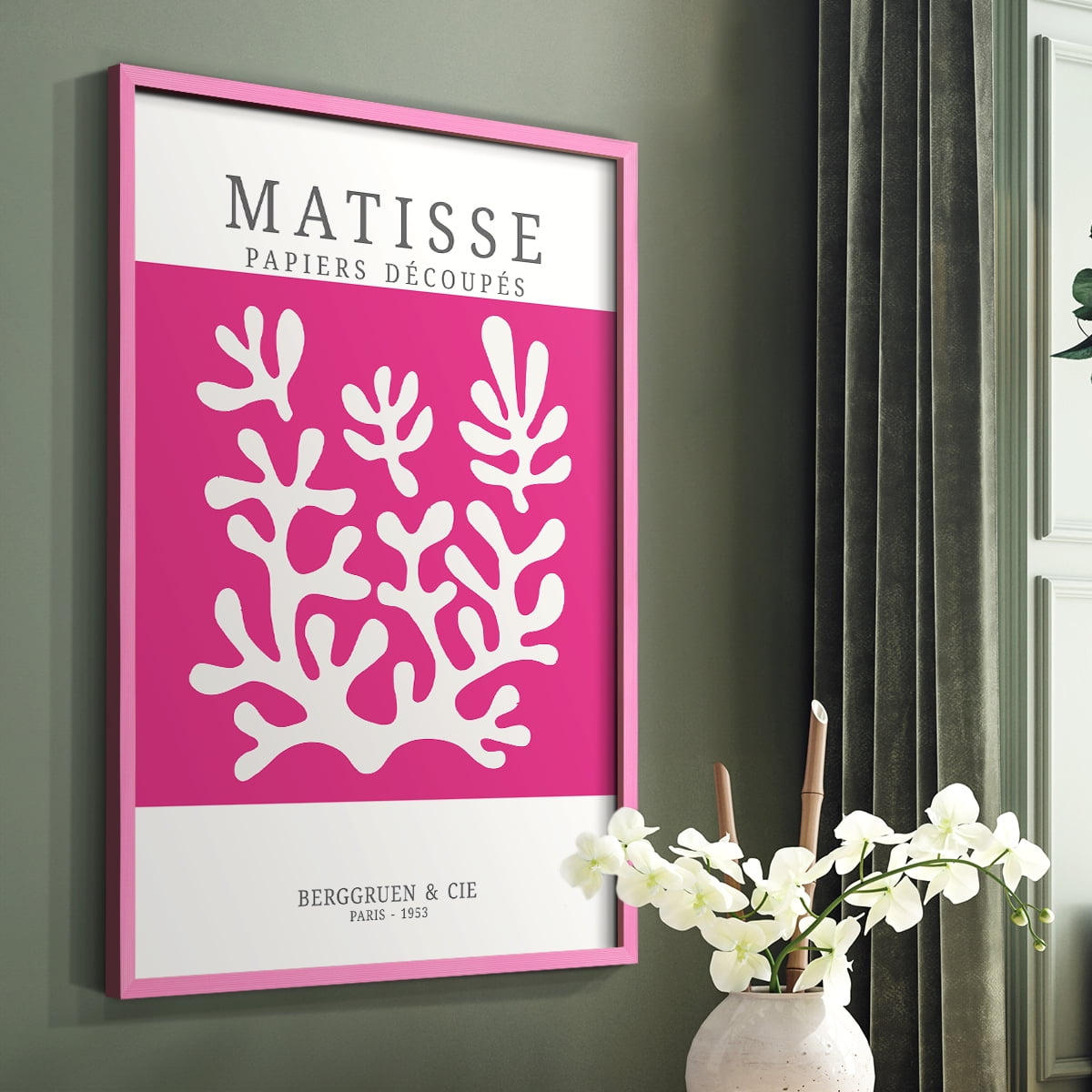 Matisse CDXXVI in Pink Solid Wood Framed Print No Nail Hanging