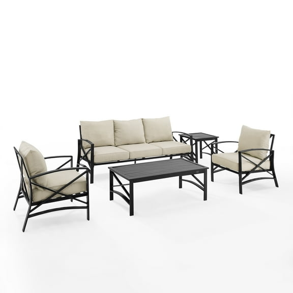 Crosley Furniture Kaplan Oil Rubbed Bronze 5 Piece Outdoor Sofa Set with Oatmeal Cushions