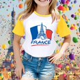 thumbnail image 2 of Chemises pour Filles à Manches Raglan Imprimé Commémoratif Tourisme Urbain Manches Courtes Hauts pour Filles Jaune 9 Ans-10 Ans, 2 of 4