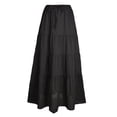 thumbnail image 2 of Qulqfy Womens Summer Maxi A-Line Peasant Long Skirts Fold Over High Waisted Flowy with Pockets Drawstring Black Skirt L, 2 of 7