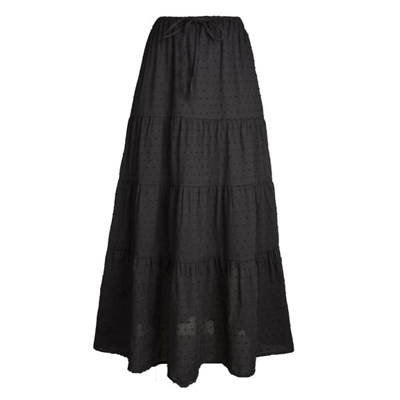 Guluxicc Long Skirt for Women Elastic Waist Drawstring Skirt Flowy Casual Maxi Skirts with Pockets