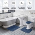 thumbnail image 6 of Palm Trees Bathroom Rugs Set Retro Luxury Dark Blue Palm Tree Blue Texture Non Slip Absorbent Soft Bath Mats 3 Piece Set with Bathroom Rug, U-Shaped Floor Mat, Toilet Seat Cover Small Size, 6 of 9