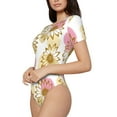 thumbnail image 2 of Naloa Sunflowers Women's Short-Sleeved Onesie, One-Piece Swimsuit for Parties, dates, clubs - Large, 2 of 9