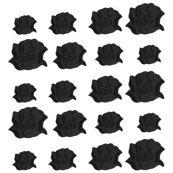LOLIPPYY Embroidered Applique Iron-On Patches Black 20-Pcs 4.5x5.5in