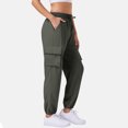 thumbnail image 4 of Women's Casual Cargo Pants Solid Color Drawstring Elastic Waist Multiple Pockets Joggers, Dark Gray, XXL, 4 of 4