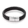 thumbnail image 3 of EOEMY Punk Mens Bangles Jewelry Braided Leather Bracelets Black Stainless Steel Clasp-Black+Silver Clasp, 3 of 3