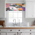 thumbnail image 3 of Colorful Geometric Valance Curtains for Kitchen/Living Room/Bathroom/Bedroom Window, Rod Pocket Small Topper Half Short Window Curtains Voile Sheer Scarf, Contemporary Abstract Artwork 60"x18", 3 of 8