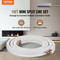 thumbnail image 3 of 16FT HVAC Line Set Kit - 1/4" & 1/2" Copper Pipes with Insulation - Compatible with Mini Split AC/Heat Pump - 18ft Wire Included, 3 of 10
