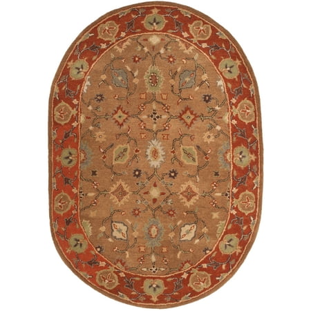 Safavieh HERITAGE  MOSS / RUST  4 -6  X 6 -6  Oval  Area Rug HERITAGE  MOSS / RUST  4 -6  X 6 -6  Oval  Area Rug With rich  luscious detailing and a vibrant feel  Safavieh s Heritage collection brings life to any space. Hand-tufted of pure wool with strong cotton backing  these traditionally beautiful rugs can withstand even the most highly traveled areas of your home. - Backing: Cotton Backing - Color: MOSS / RUST - Weight: 29 - Size: 4 -6  X 6 -6  Oval - Construction: Hand Tufted - Pile Height: 0.5 - Shape: Oval - Fiber/Finish: 100% Wool Pile