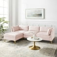 thumbnail image 2 of Sectional Sofa Set, Velvet, Pink, Modern Contemporary Urban Design, Living Lounge Room Hotel Lobby Hospitality, 2 of 10