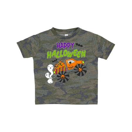 

Inktastic Happy Halloween-monster Truck with Pumpkins Bats Cat and Ghost Gift Toddler Boy or Toddler Girl T-Shirt