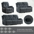 thumbnail image 5 of Ebello Manual Recliner Sofa Set, Soft Fabric Recliner, Loveseat and 3-Seat Sofa Set with Storage and Cup Holders for Living Room & Home Theater, Navy, 5 of 6