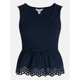 thumbnail image 6 of Time and Tru Women's Eyelet Trim Tank Top with Peplum Hem, Sizes XS-XXXL, 6 of 6