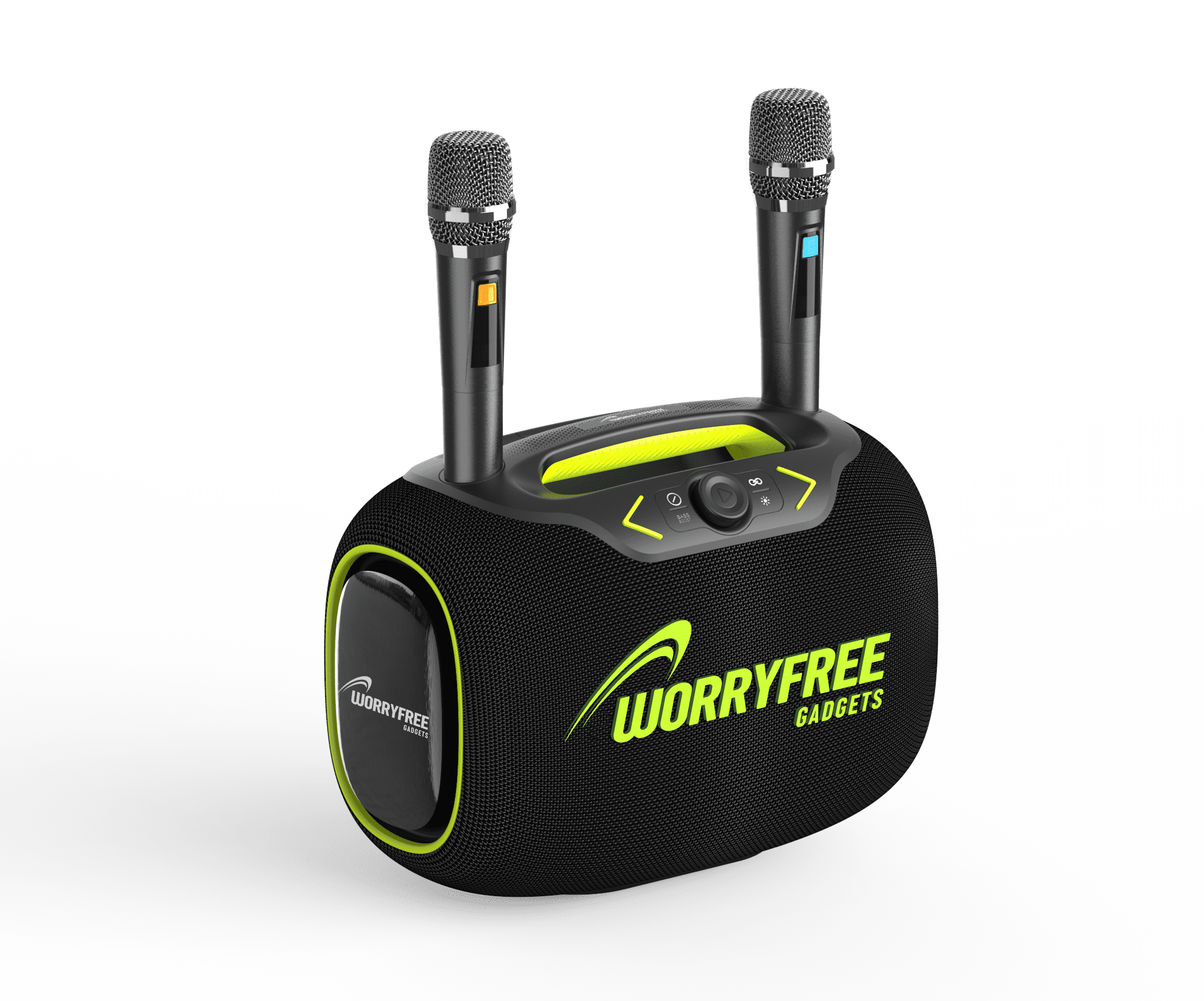 WorryFree Gadgets Portable Waterproof Bluetooth Karaoke Speaker with Tripod and Microphones, 120W, Black