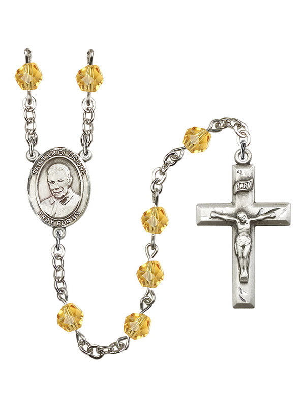 Bonyak Jewelry St Every Birth Month Color and More Luigi Orione Silver-Plated Rosary