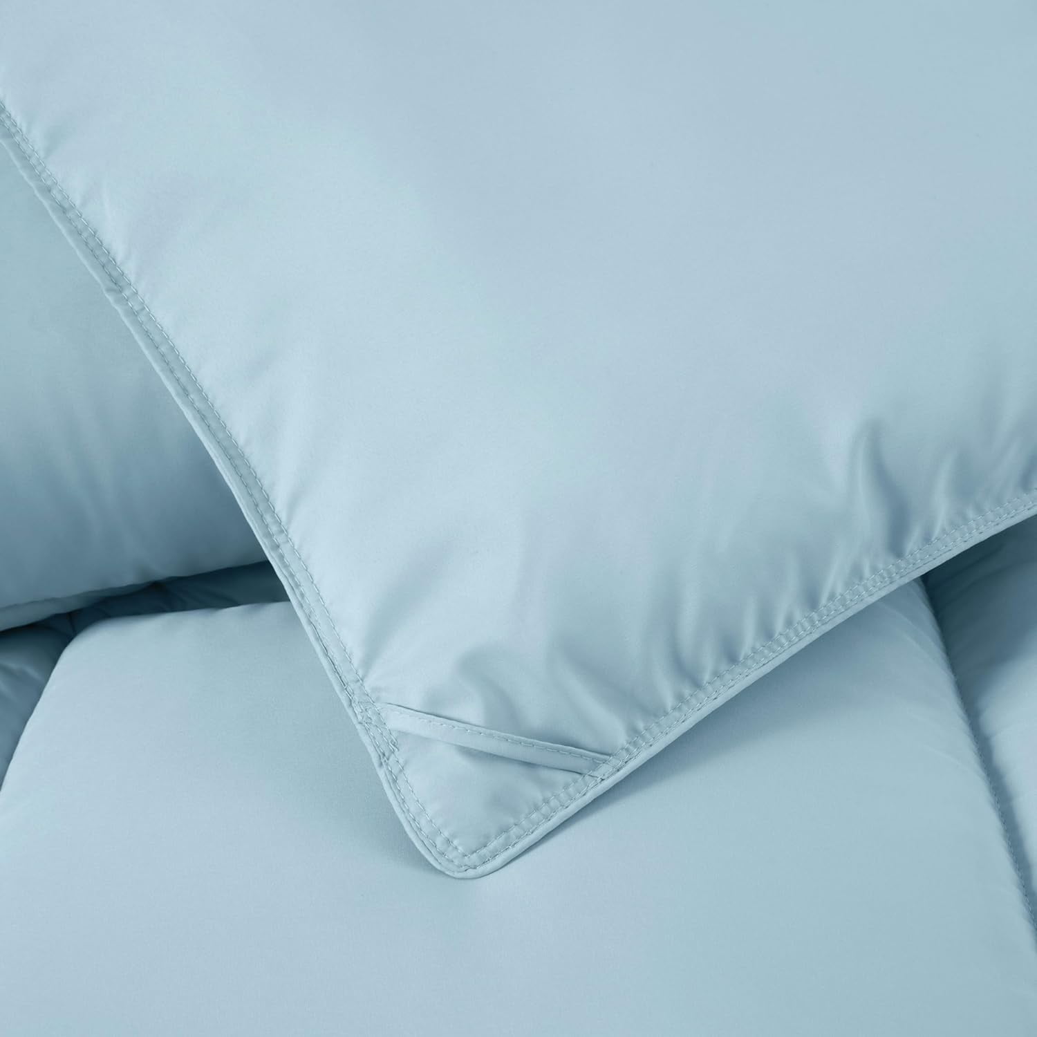 Chezmoi Collection All Season Oversized King Size Down Alternative Comforter - Plush Microfiber Fill - Box Stitch Quilted - Duvet Insert with Corner Tabs (Oversized King, Chambray Blue)
