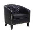 thumbnail image 4 of Accent Barrel Chair Living Room Chair With Nailheads And Solid Wood Legs Black Pu Leather, 4 of 10