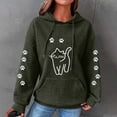 thumbnail image 2 of YUGYXL Women's Waffle Hoodie Drawstring Animal Print Sweatshirt Long Sleeve Comfy Hooded Pullover with Pocket Green XL, 2 of 3