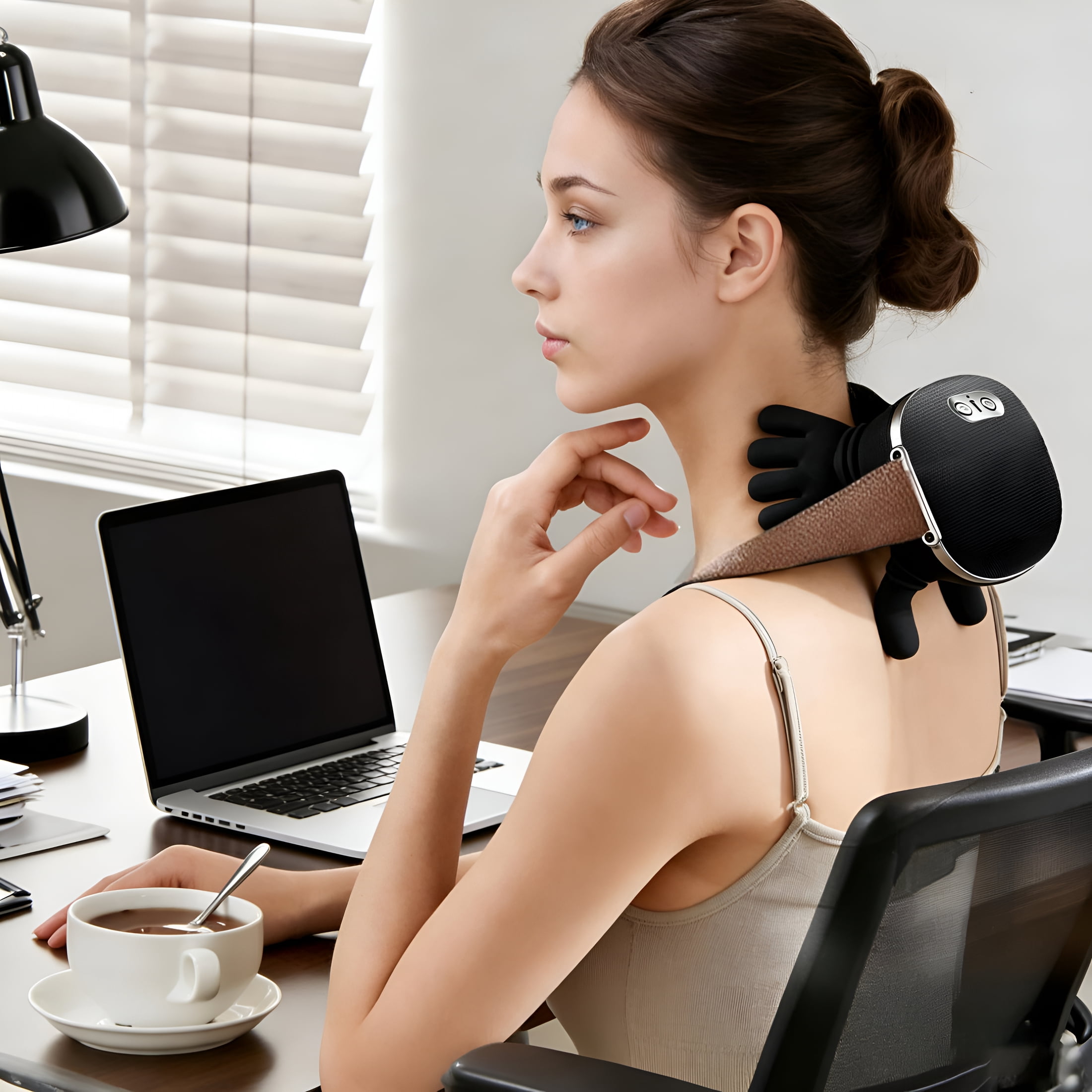 OITY Neck Massager with Heat,Electric Cervical Neck Massager with Fingers,Simulated Hands Heated Necks And Shoulder Massagers for Back Upper Body Muscle Relaxation,Gifts for Family Friends