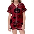 thumbnail image 4 of Halloween Pajamas Kids Size 6-7 Years Childrens Sleepwear Striped Short Sleeve Top and Shorts Cozy Wear Pjs for Boys Brick Red, 4 of 4