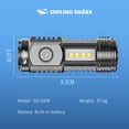 thumbnail image 3 of Lttoisl Mini LED Rechargeable Flashlight with Hat Clip, Dual Illumination Portable Emergency Light for Outdoor Activities, 400mAh Battery, USB Charging, Black, 3 of 8