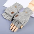 thumbnail image 3 of Lovzfmll Unisex Knit Convertible Gloves, Flip Top Outdoor Winter Gloves, Plush Thickened Warm Handwear for Urban and Outdoor, Gray, 3 of 6
