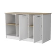 thumbnail image 4 of Modern Style Mercury Kitchen Island With Generous Countertop, Double Door Storage & Open Shelving Spacious Countertop Abundant Cabinets 2 Shelves - Must-have, 4 of 4