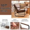 thumbnail image 5 of Mid-Century Accent Chair Set of 2 PU Leather Armchair, Retro Accent Chair with Metal Frame Sofa Chair Lounge for Living Room, Brown, 5 of 6