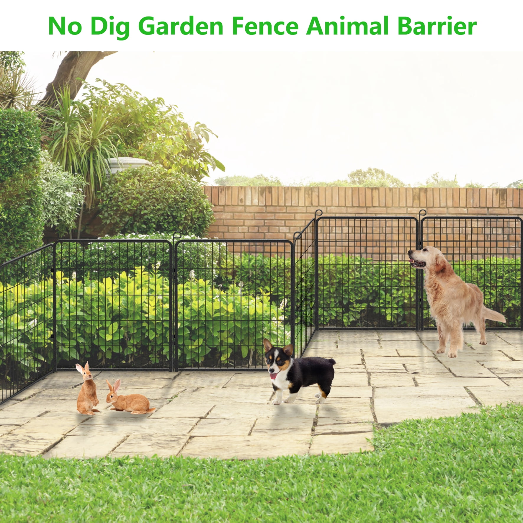 Jhsomdr Garden Decorative Fence No Dig Fence 20 Panels 32" Height Heavy Duty Metal Animal Barrier Fence for Yard & Patio