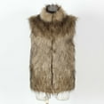thumbnail image 7 of Oplxuo Women's Faux Fur Vest Coat Lapel Button Down Elegant Sleeveless Jacket Outerwear Fuffy Soft Winter Waistcoat, 7 of 7