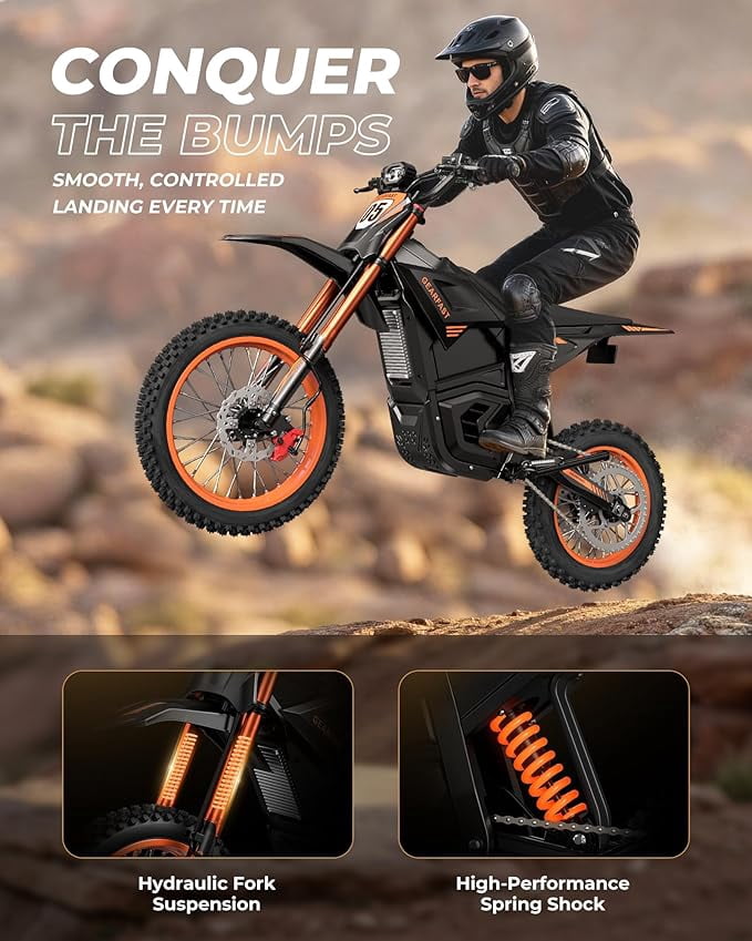 Electric Dirt Bike, 3500W, 42MPH & 50 Miles, 48V/23.5AH Removable Battery, 14"/12" Tire, Hydraulic Brakes & Full Suspension, Mountain Off-Road E Dirt Bike