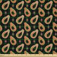 thumbnail image 2 of Ambesonne Tropical Fabric by the Yard Microfiber, Half Papaya Fruits Pattern, 3 Yards, Dark Peach Olive Green, 2 of 2