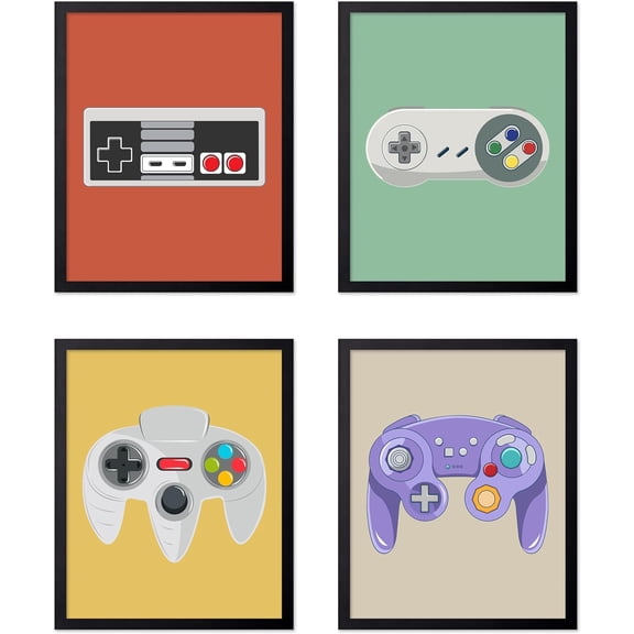 Hieng 3Piece Video Game Print Controller Poster Geeky Art Gaming Zone & Icons Gamer Gift Great Game Room, Man Cave or Boy's Bedroom Decor UNFRAMED Wall Art
