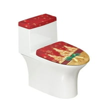 Renewold Durable Toilet Seat Covers Set with Elastic Edge Christmas Gifts Xmas Trees Bell Toilet Tanks & Lids Dust Cover 2 Pieces Splash Stain Resistant Covers