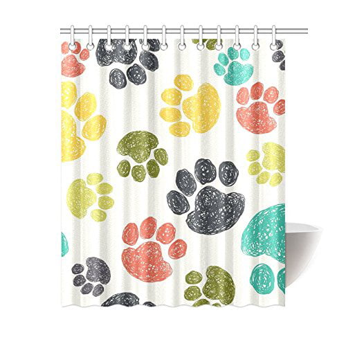 Funny Cute Pet Animals Dogs Cats Parrot Waterproof Fabric Shower Curtain Set 72" 