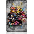 thumbnail image 1 of Cartel de hojalata de metal con diseño de cubo mágico de grafiti callejero, decoración retro de pared, 20 x 30 cm, Banksy Magic Cube, póster de arte abstracto vintage para pared., 1 of 8