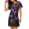 thumbnail image 2 of Disketp Ornate Purple Floral Vase para Camisón Corto de Manga Corta para Mujeres, Camisón Cómodo con Escote Redondo, Bonito y Confortable, 2 of 6