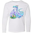 thumbnail image 3 of Inktastic Blue Easter Dragon with Painted Eggs Long Sleeve Youth T-Shirt, 3 of 5