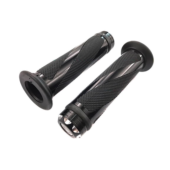 MYK Universal Aluminum and Soft Rubber Grip Set (7/8 22mm Handlebar) for Motorcycles and Motorsports – BLACK