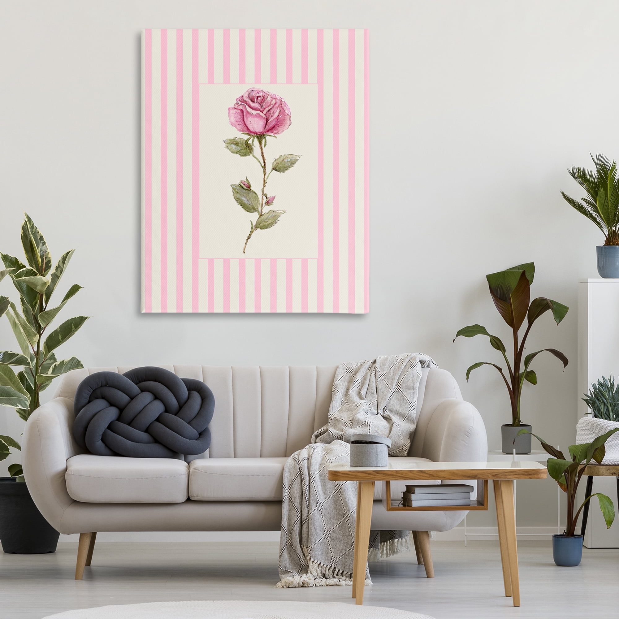 Pink Stripe Rose Canvas Wall Art, design by Lisa Wehmeyer