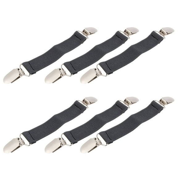 EeaseMX 6 pares de hebillas fijas multiusos para sábanas, sujetadores antideslizantes para cojines de sofá, pinzas elásticas de aleación (gris oscuro)